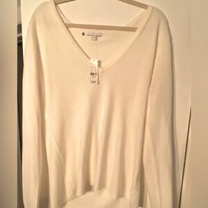 New York & Company Womens V-Neck Sweater Light Weight Knit Size XL